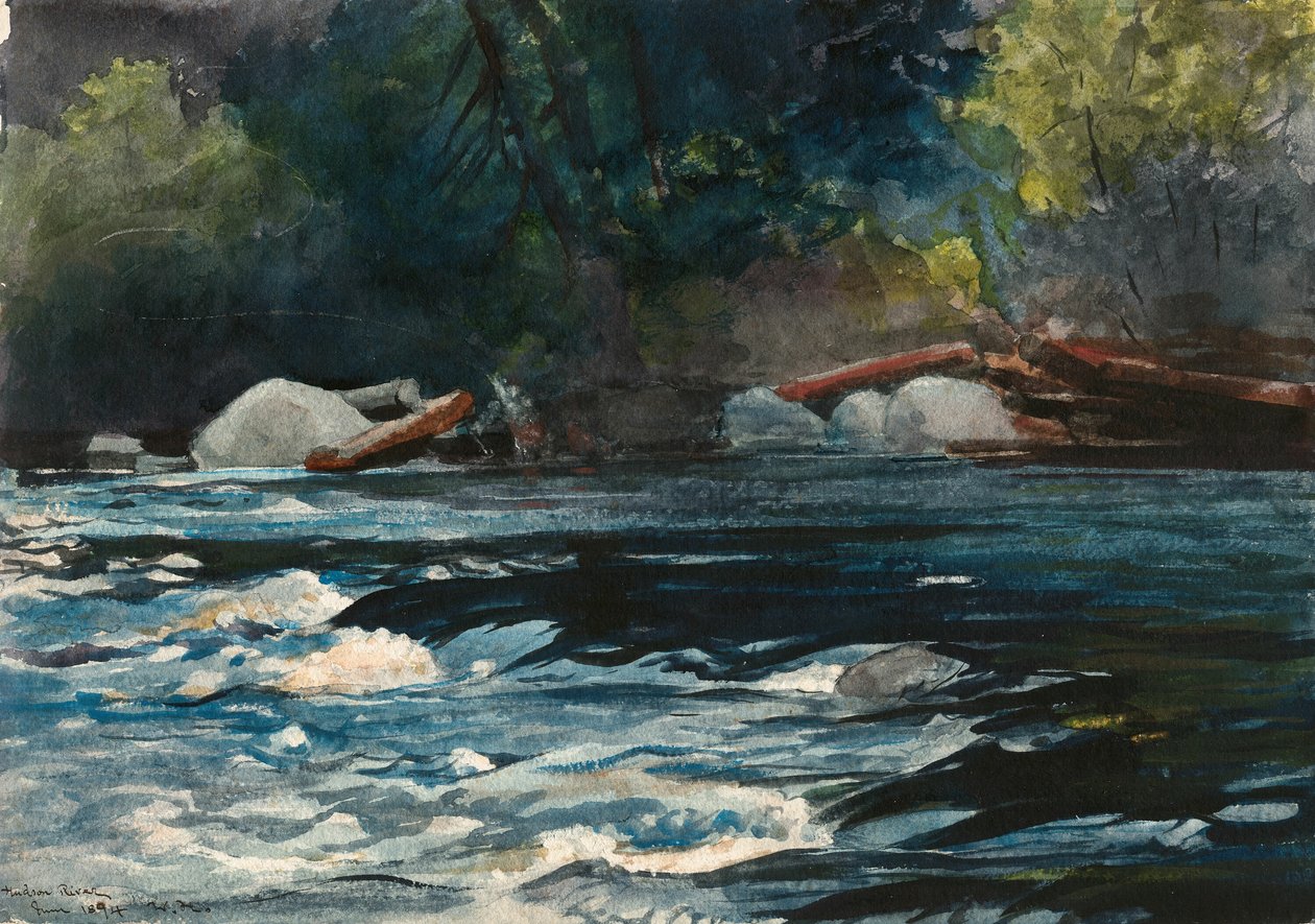 Los Rápidos, río Hudson, Adirondacks de Winslow Homer