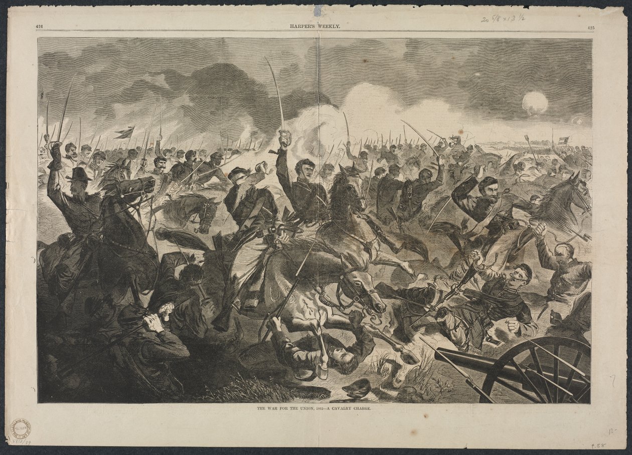 La Guerra por la Unión, 1862 - Una carga de caballería, 1862 de Winslow Homer