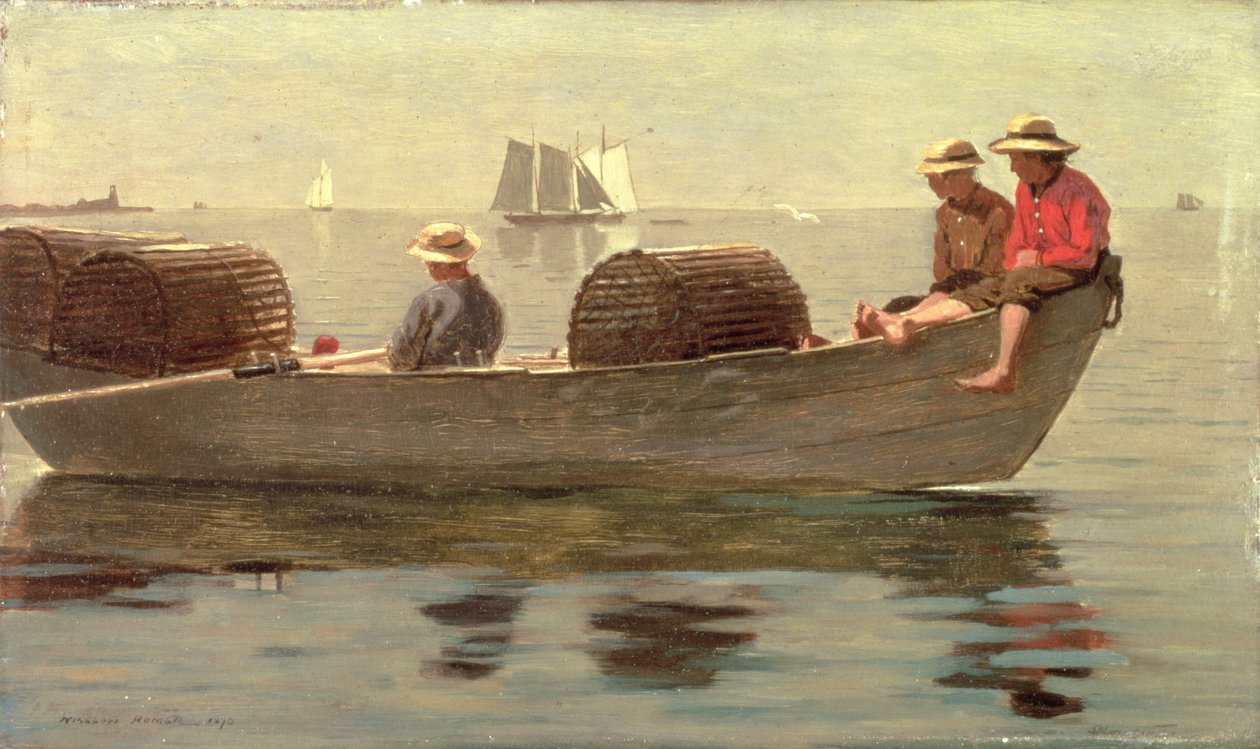 Tres chicos en un Dory, 1873 de Winslow Homer