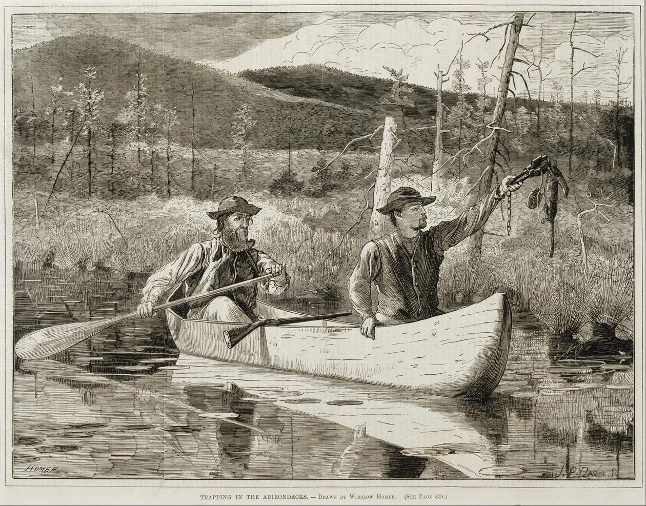 «La caza con trampas en los Adirondacks» de Winslow Homer