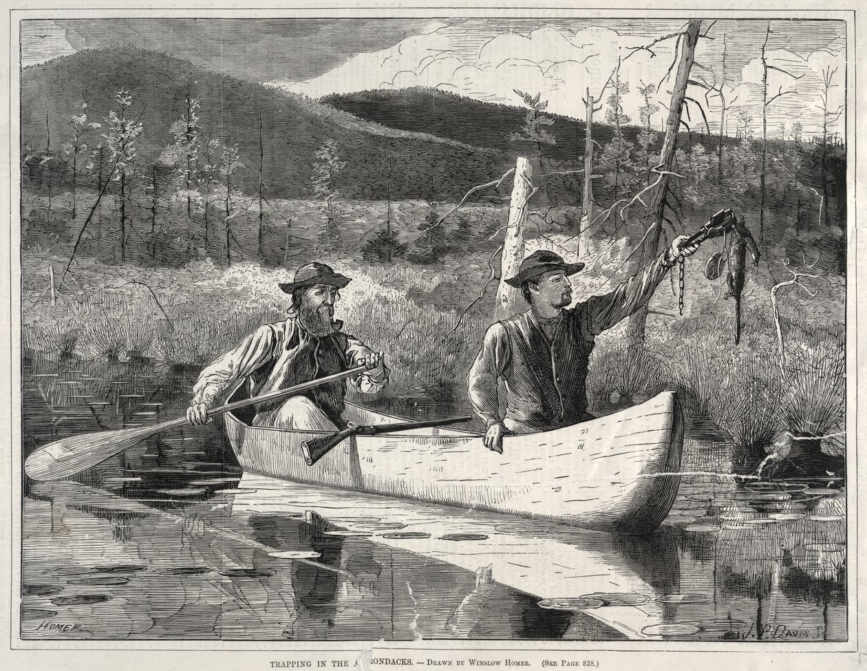 La caza con trampas en los Adirondacks de Winslow Homer