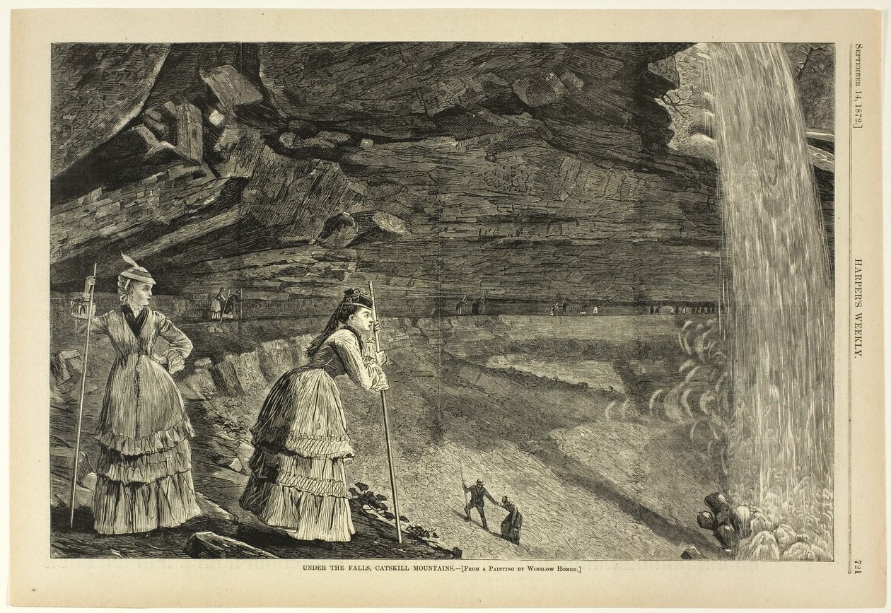 Bajo las cataratas, montañas Catskill de Winslow Homer