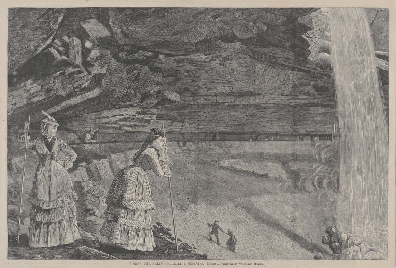 Bajo las cataratas, montañas Catskill. Basado en un cuadro de Winslow Homer de Winslow Homer