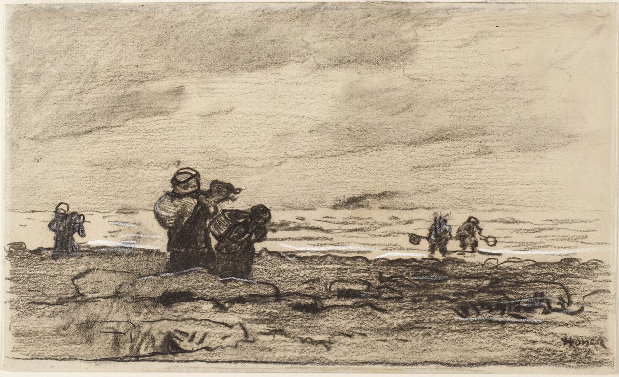 Mujeres en una costa rocosa de Winslow Homer