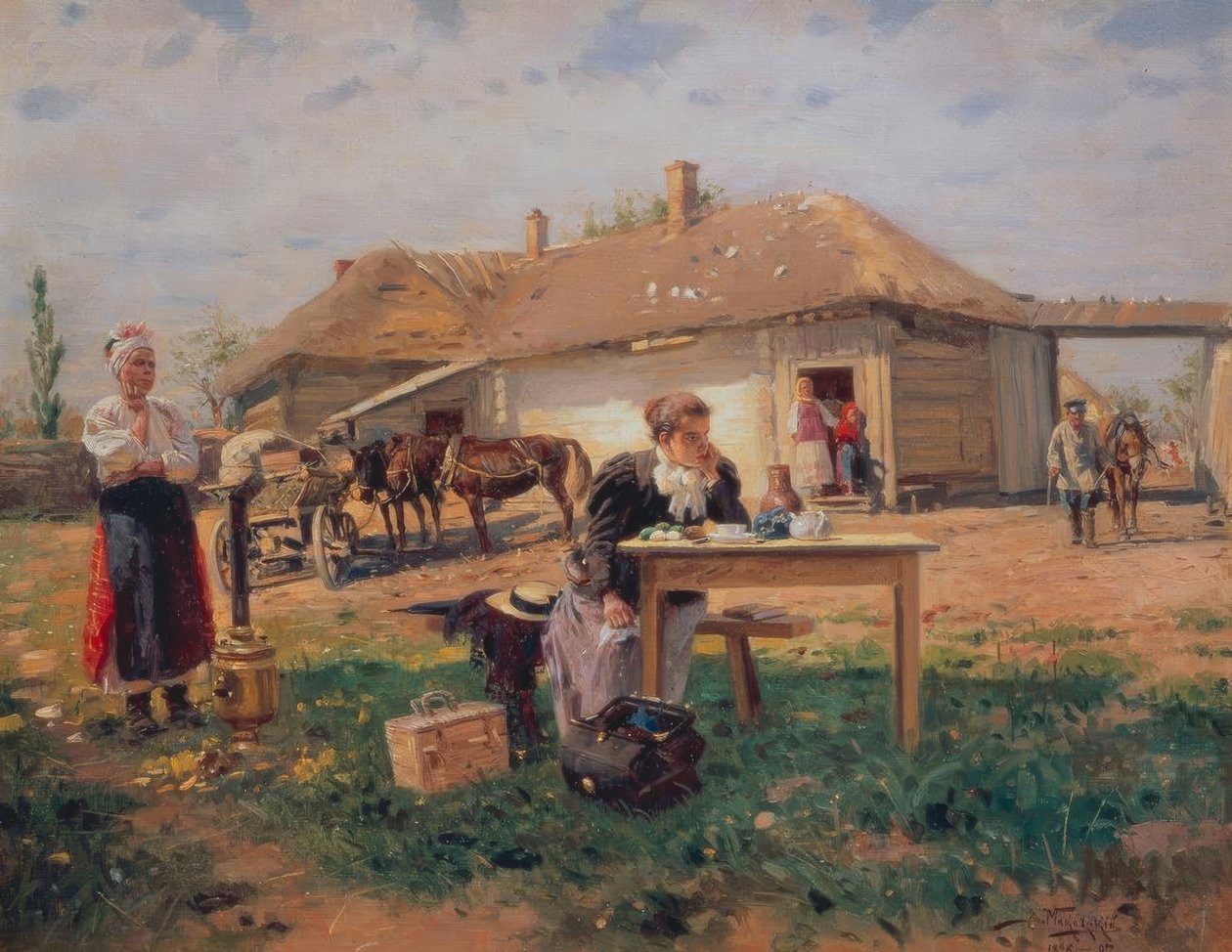 La llegada de la maestra al pueblo de Wladimir Jegorowitsch Makowski