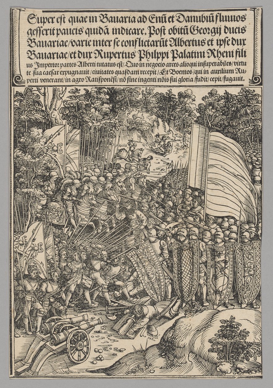 Guerra de Baviera, placa 18 de Escenas históricas de la vida del emperador Maximiliano I del Arco de Triunfo de Wolf Traut