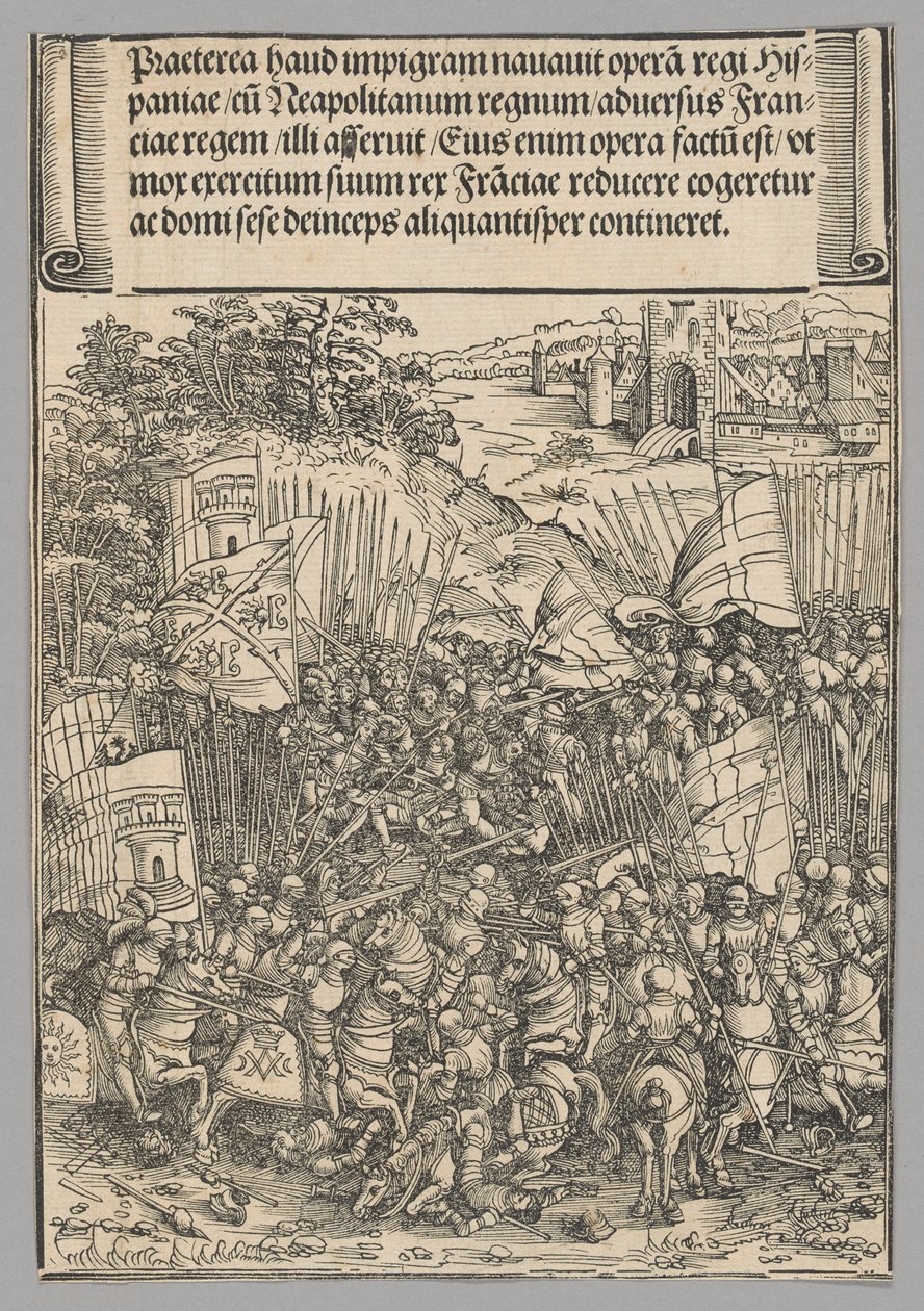 Conquista de Nápoles, placa 17 de Escenas históricas de la vida del emperador Maximiliano I del Arco de Triunfo de Wolf Traut
