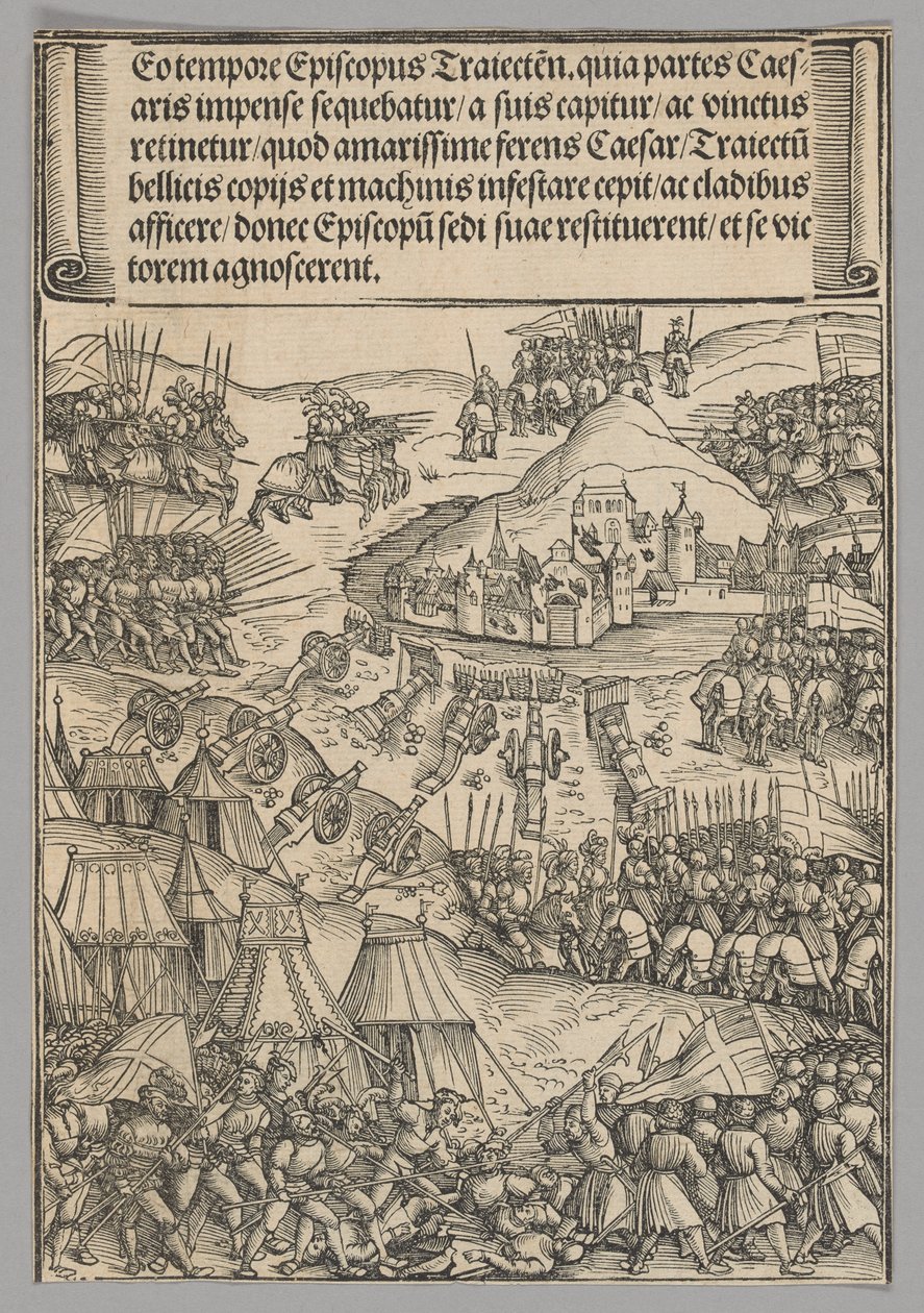 Asedio de Utrecht, lámina 6 de Escenas históricas de la vida del emperador Maximiliano I desde el arco del triunfo de Wolf Traut