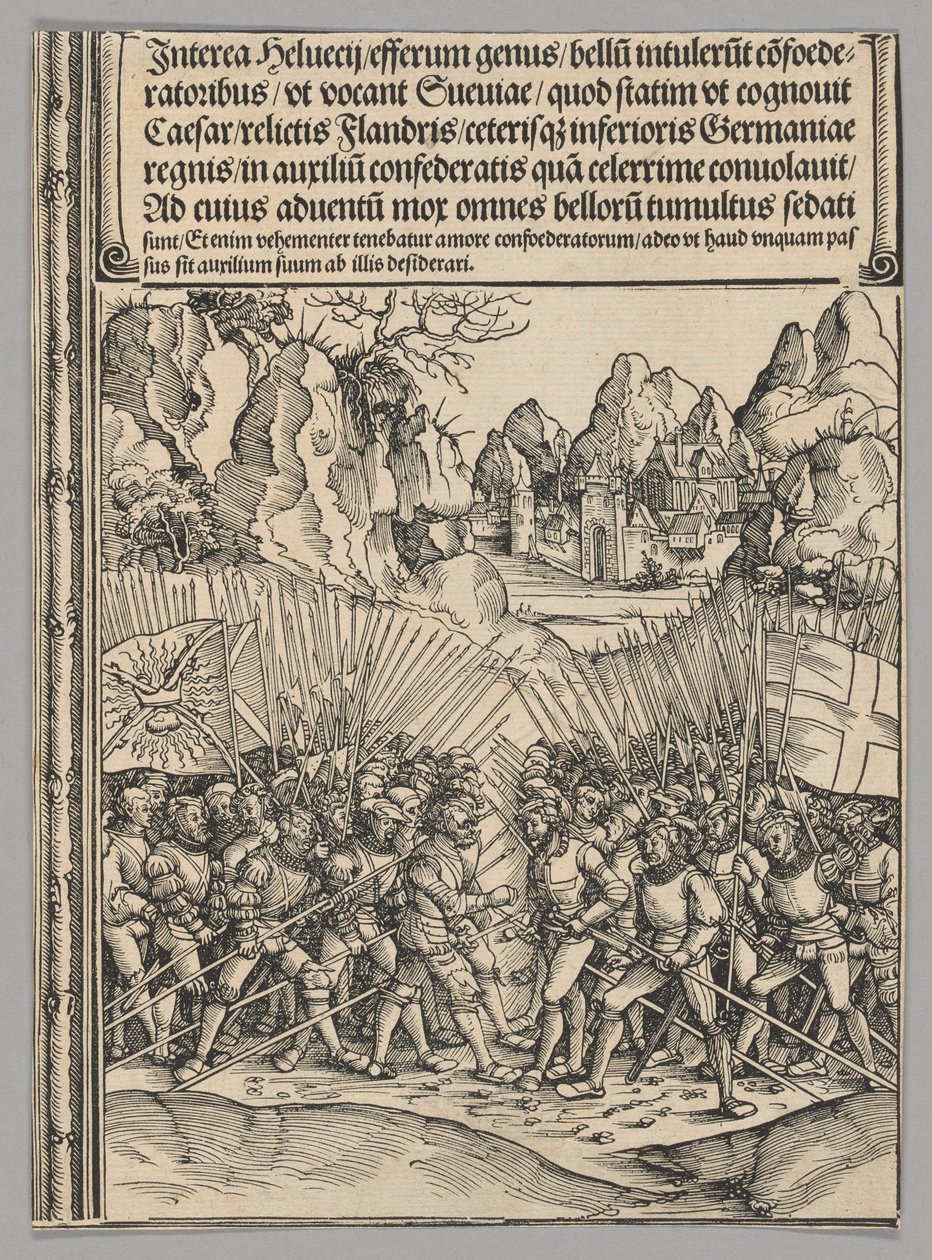 Guerra Suiza, lámina 16 de Escenas Históricas de la Vida del Emperador Maximiliano I del Arco Triunfal de Wolf Traut