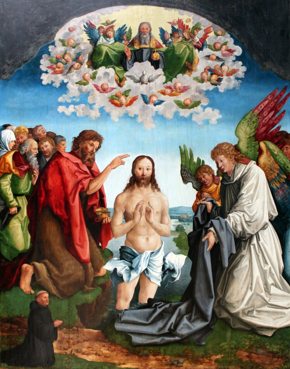 El Bautismo de Cristo con el retrato de un monje cisterciense arrodillado de Wolf Traut