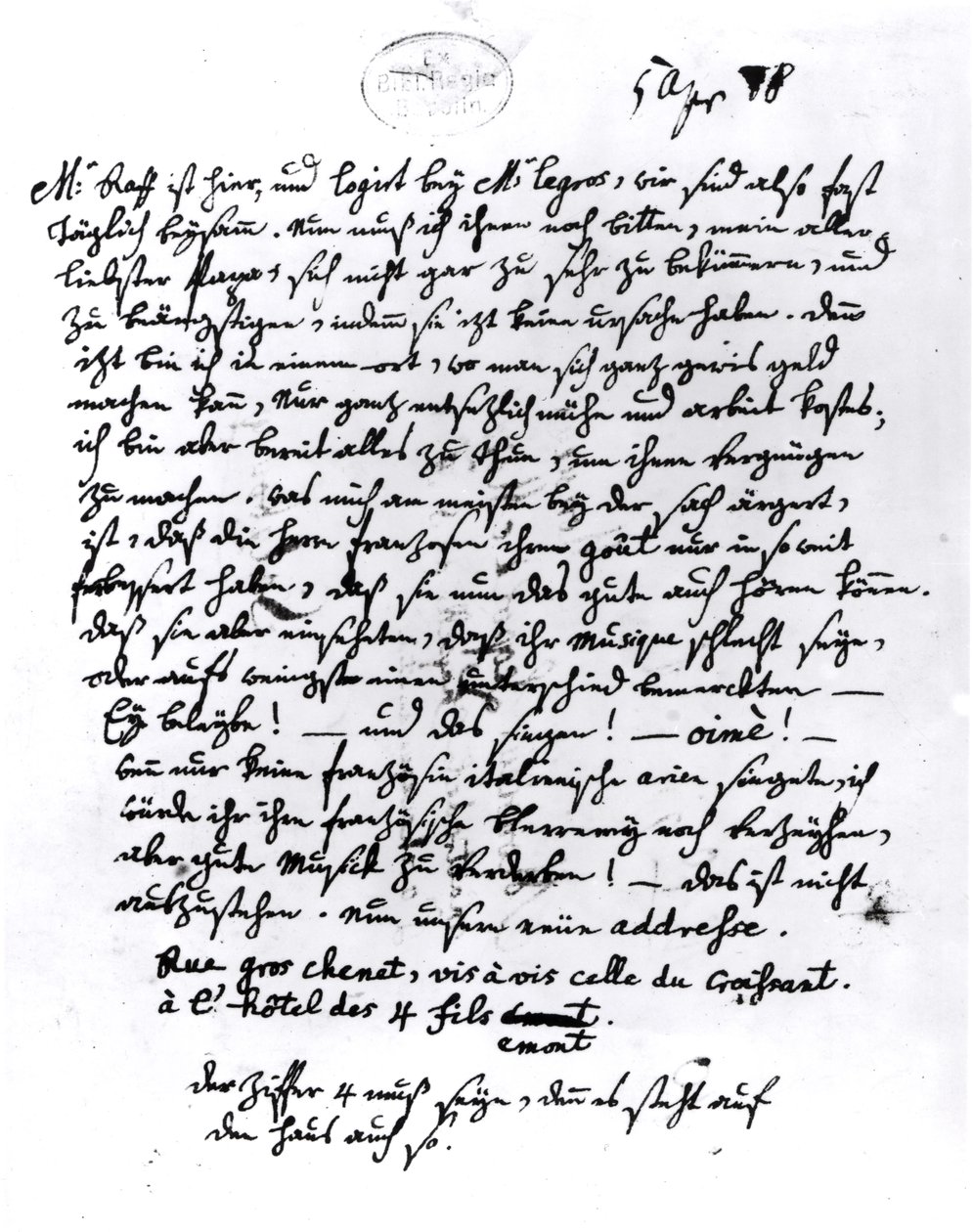 Carta de Mozart a su padre, 5 de abril de 1778 de Wolfgang Amadeus Mozart