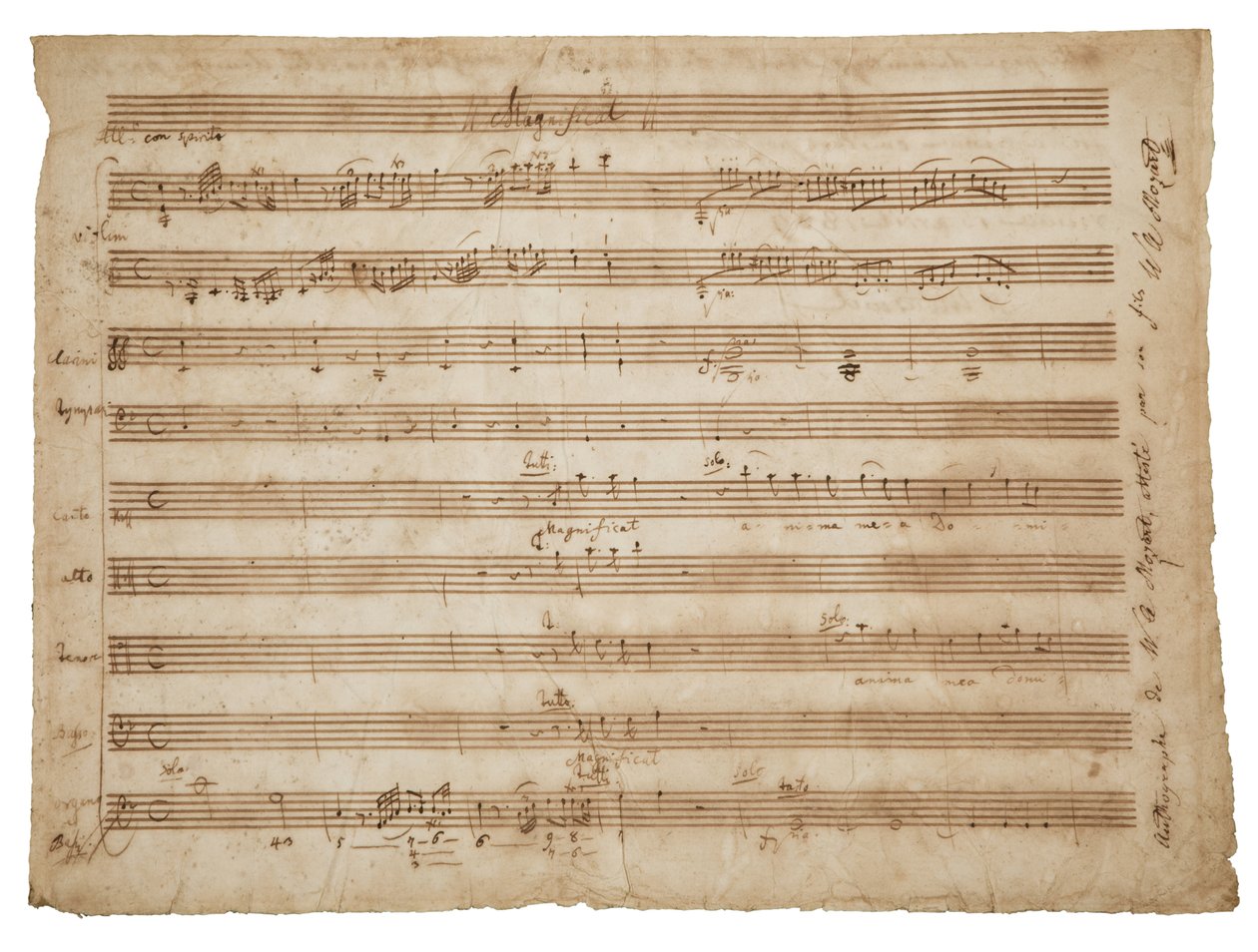 Magnificat, K. 321a. Manuscrito, partitura para solistas y coro, órgano y orquesta, c.1779 de Wolfgang Amadeus Mozart
