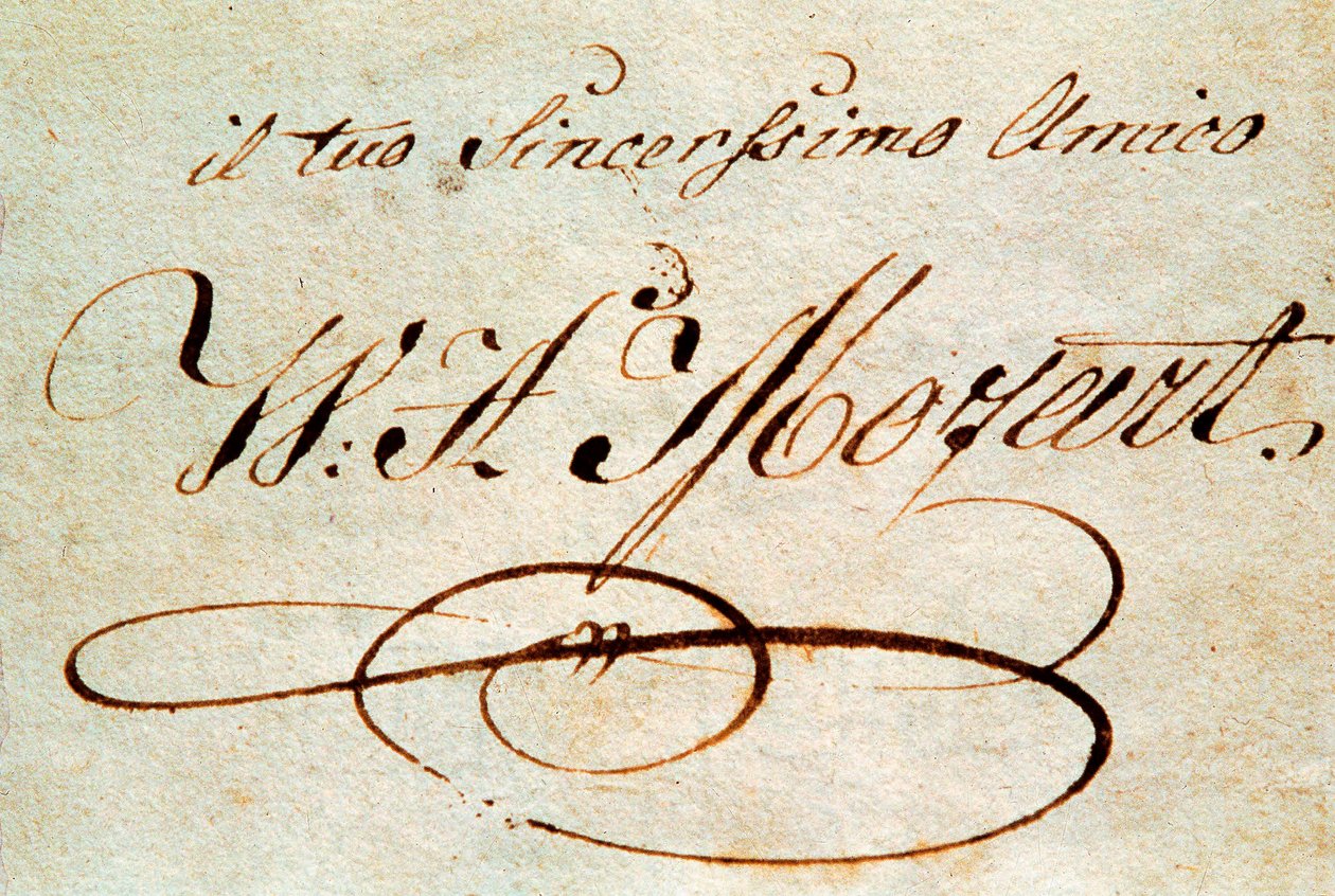 Firma del compositor austriaco Wolfgang Amadeus Mozart (1756-1791) de Wolfgang Amadeus Mozart