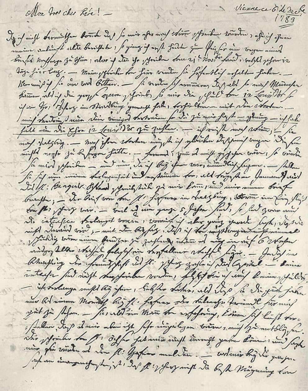 Wolfgang Amadeus Mozart (1756-1791) compositor austríaco. Carta autógrafa a su padre. Viena 6 de diciembre de 1783 de Wolfgang Amadeus Mozart
