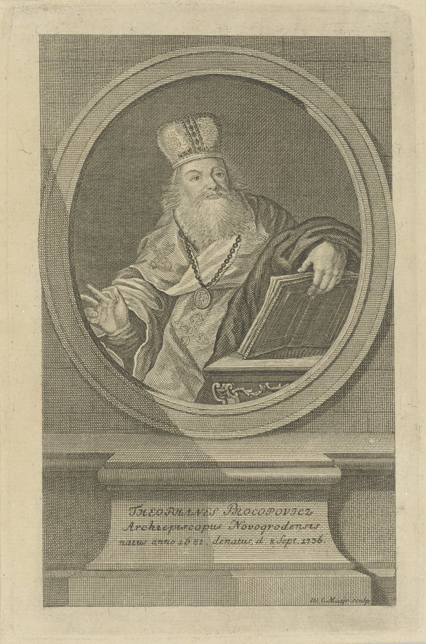 Retrato del poeta Theofan Prokopovich 1681-1736, ca 1760 de Wolfgang Christoph Mayr
