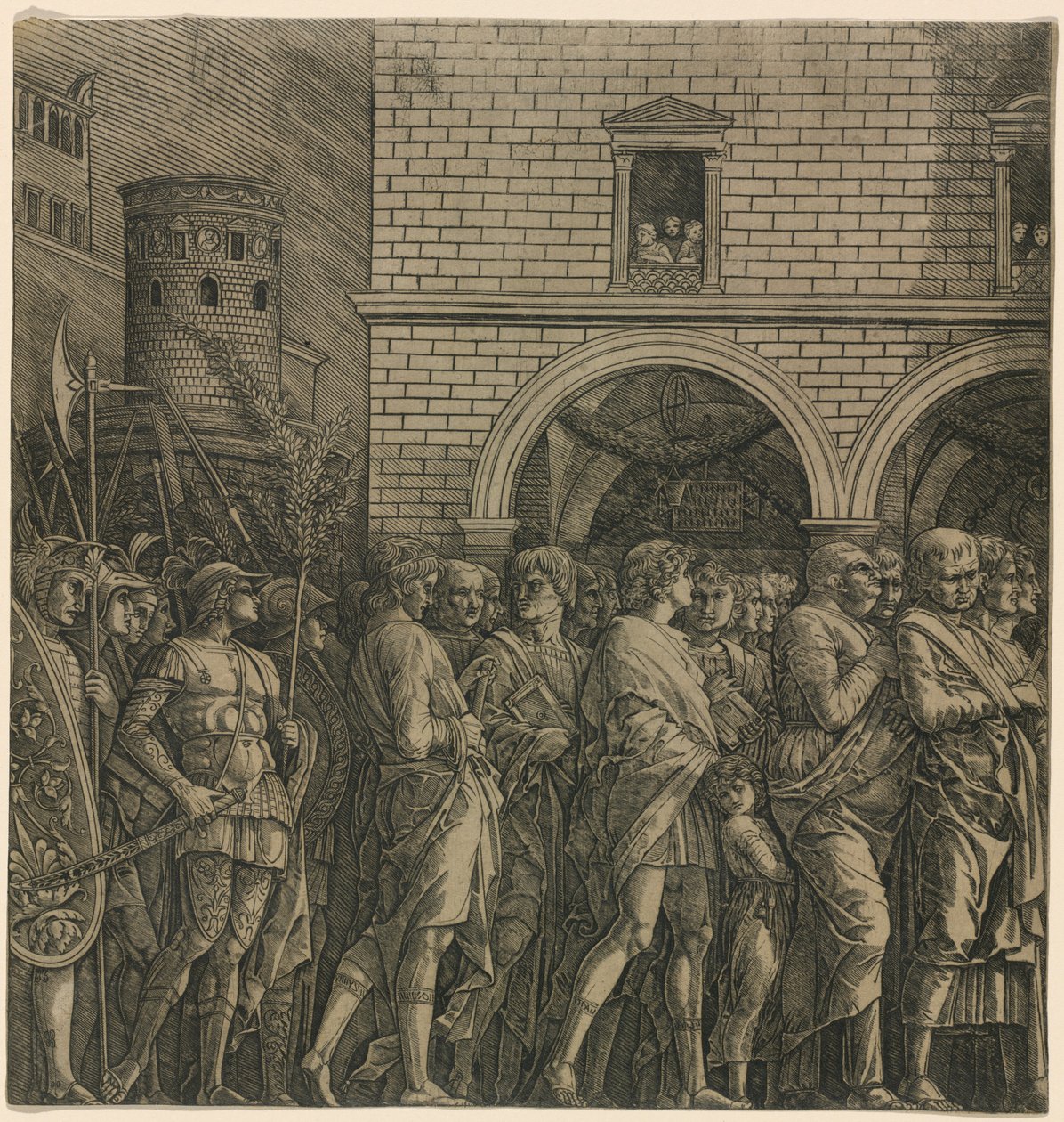 El triunfo de César: Los senadores de Workshop of Andrea Mantegna