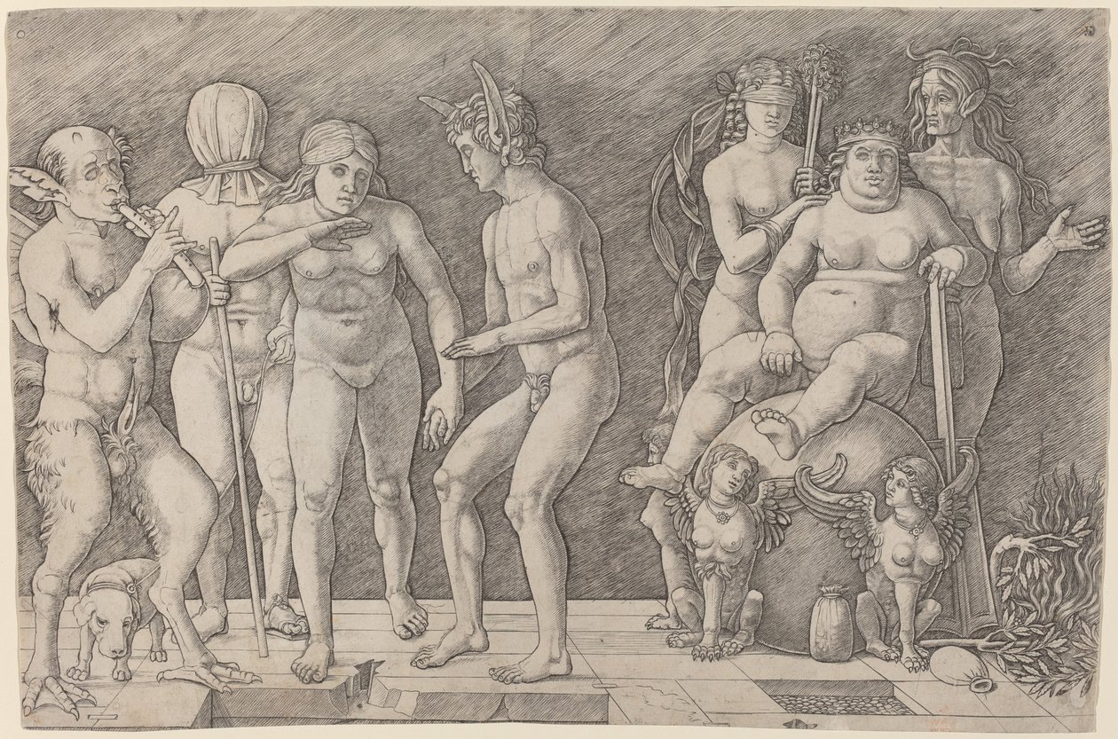 Virtus Combusta: Una alegoría de la virtud de Workshop of Andrea Mantegna