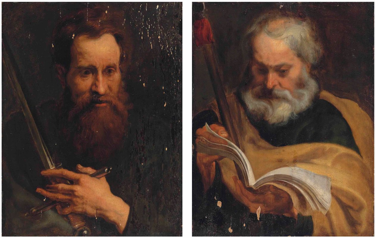 Colgantes de los apóstoles San Pablo y Santo Tomás de Workshop of Anthony van Dyck