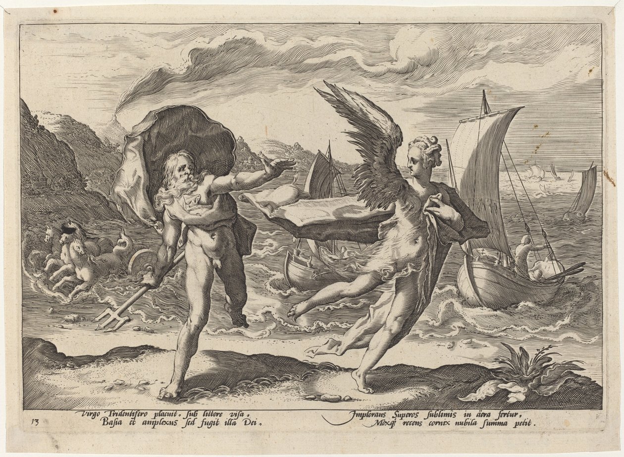 Coronis convertida en cuervo de Workshop of Hendrick Goltzius, after Hendrick Goltzius