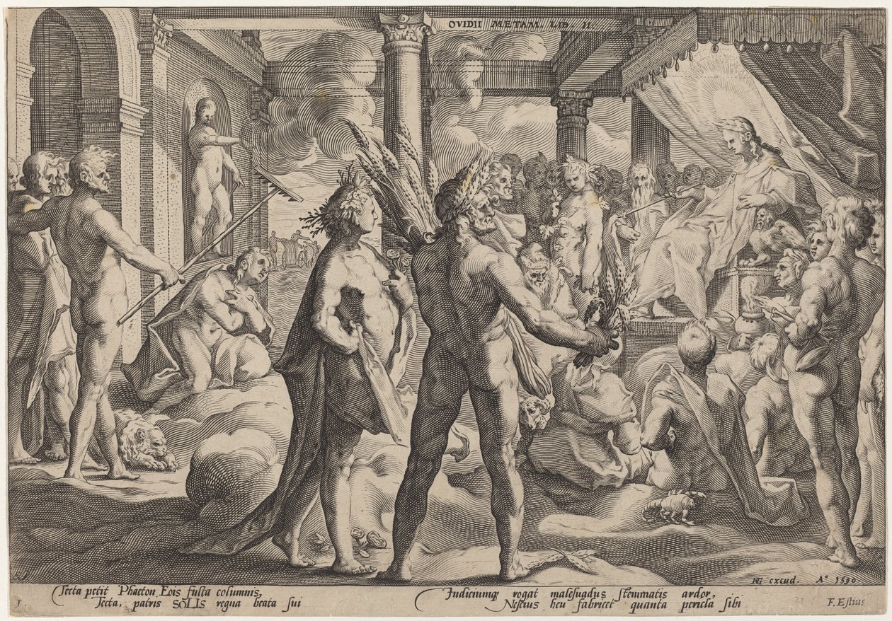 Faetón pidiendo el carro de Workshop of Hendrick Goltzius, after Hendrick Goltzius