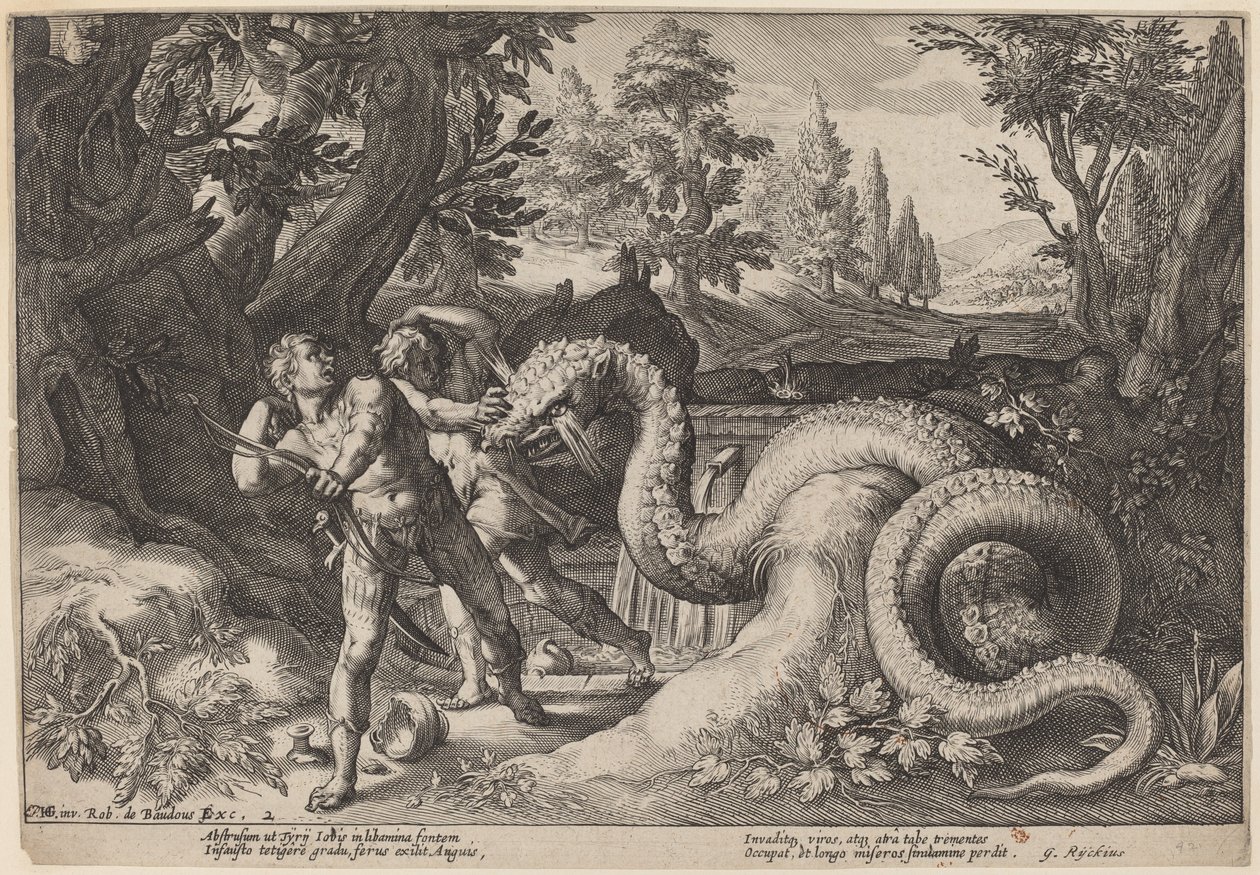 El dragón devorando a los compañeros de Cadmo de Workshop of Hendrick Goltzius, after Hendrick Goltzius