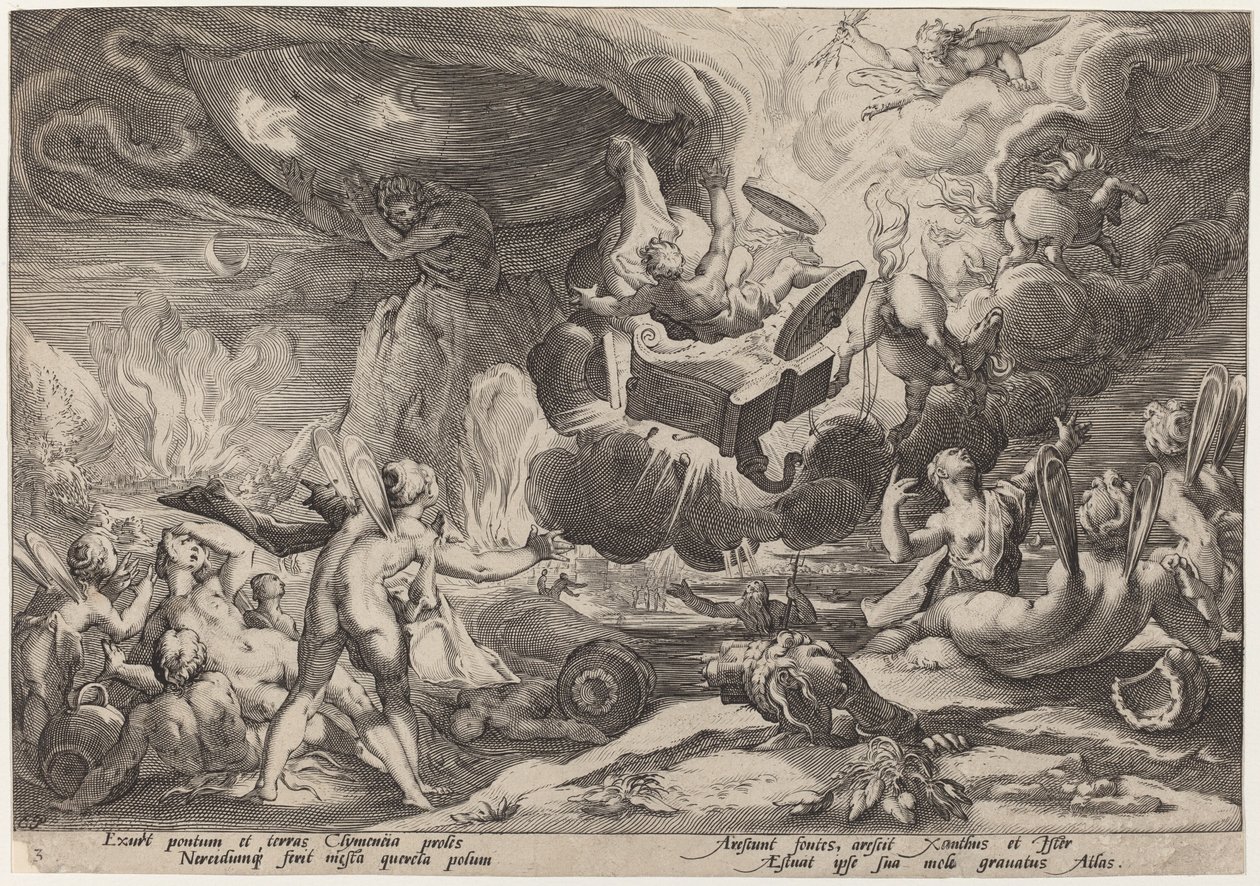 La Caída de Faetón de Workshop of Hendrick Goltzius, after Hendrick Goltzius