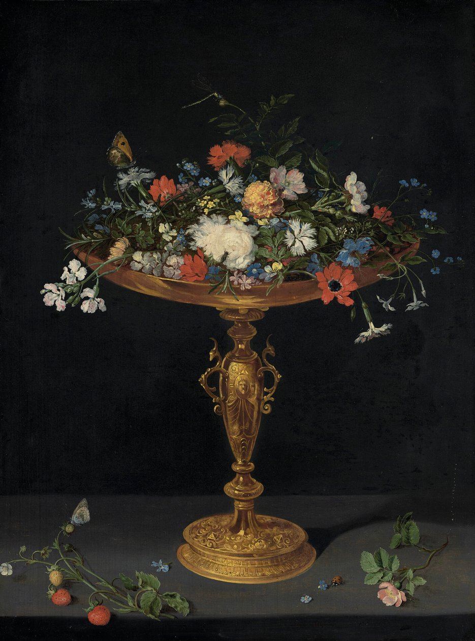 Flores en una tazza sobre una cornisa de Workshop of Jan Brueghel the Elder