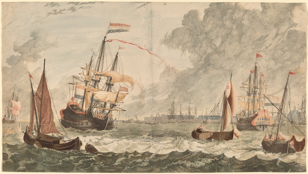 El río IJ en Ámsterdam, siglo XVII de Workshop of Johann Teyler