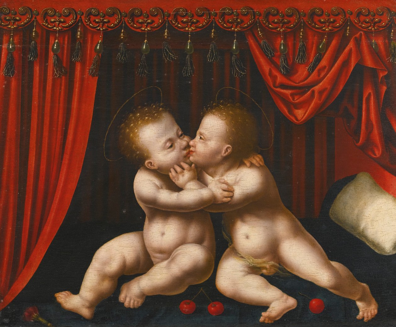Holandés: Christus en Johannes de Doper als kinderen Los niños Cristo y Juan Bautista abrazados de Workshop of Joos van Cleve