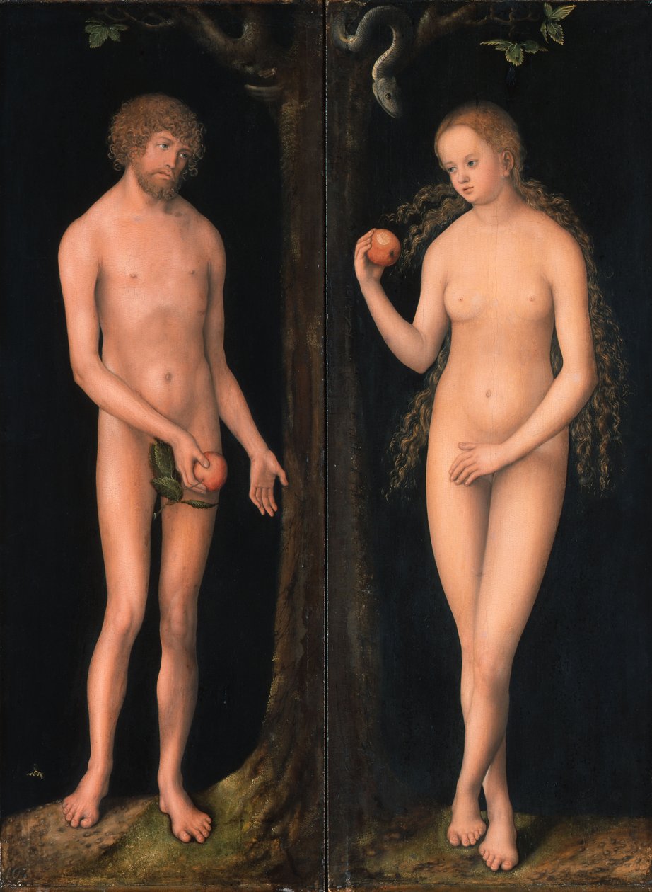 Alemán: Adam und Eva Adam and Eve de workshop of Lucas Cranach the Elder