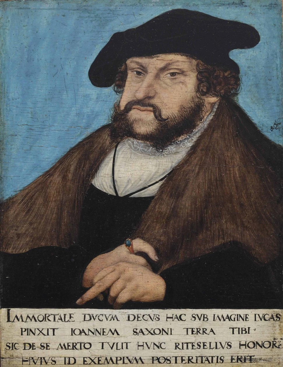 Alemán: Retrato de Juan el Firme, Elector de Sajonia Retrato de Juan el Firme, Elector de Sajonia, Príncipe Elector de Sajonia de workshop of Lucas Cranach the Elder