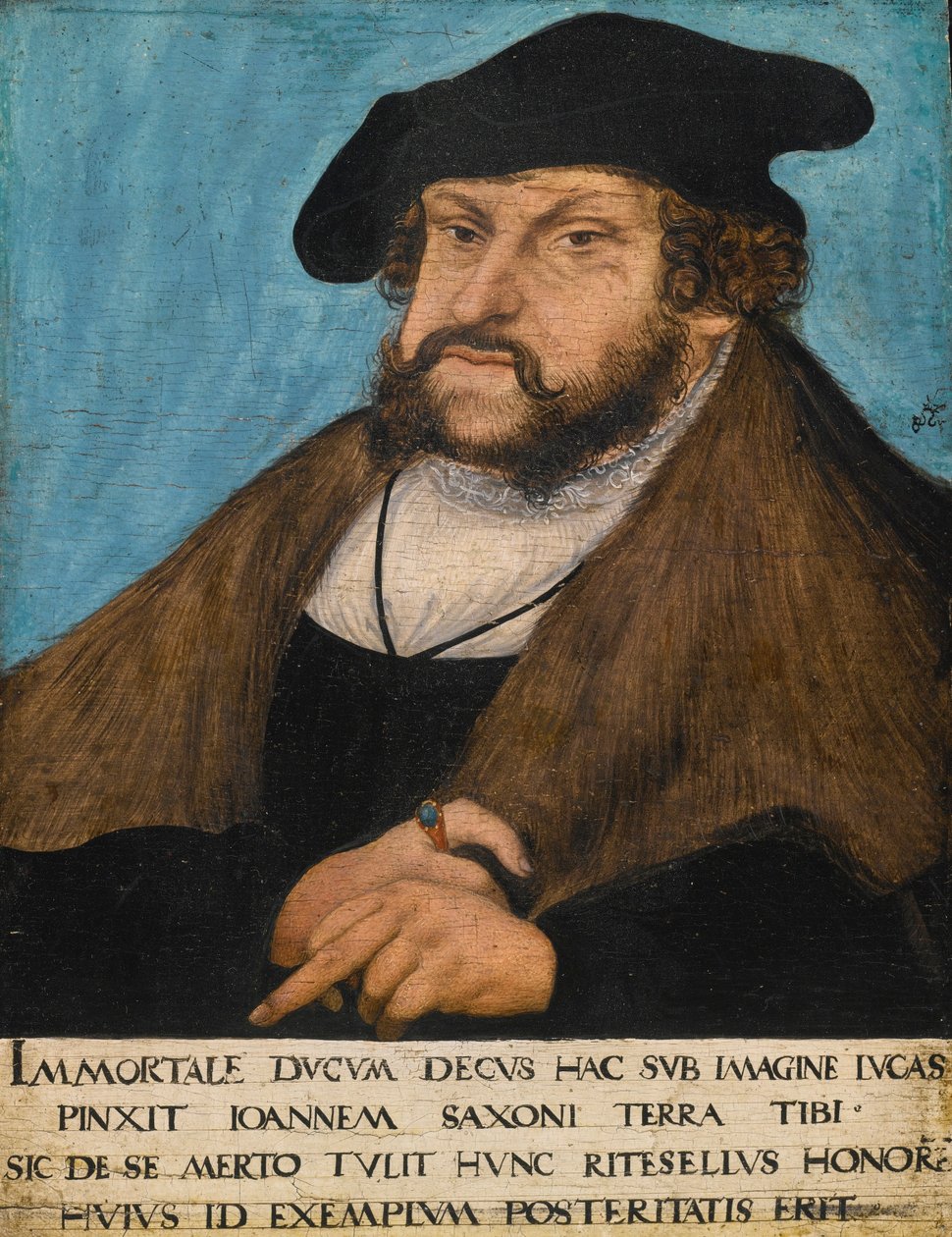 Alemán: Retrato de Juan el Firme, Elector de Sajonia Retrato de Juan el Firme, Elector de Sajonia, Príncipe Elector de Sajonia de workshop of Lucas Cranach the Elder