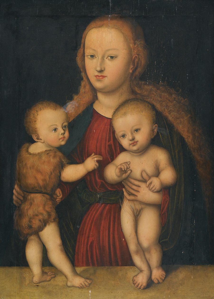 Alemán: Virgen con el Niño y San Juan Bautista Virgen con el Niño y San Juan de workshop of Lucas Cranach the Elder