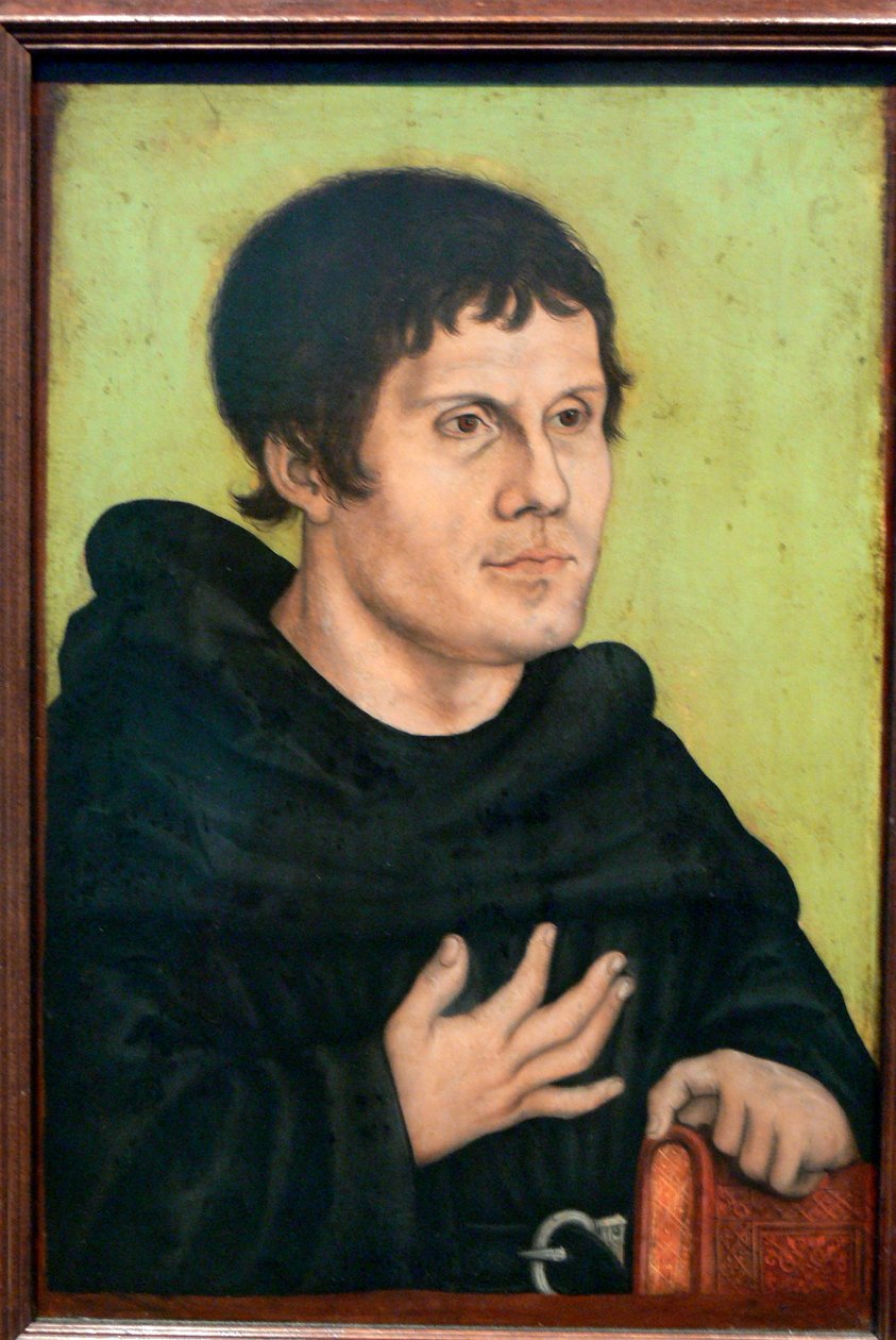 Alemán: Posthumes Bildnis Martin Luthers (1483-1546) als Augustinermönch Retrato póstumo de Martín Lutero como monje agustino de workshop of Lucas Cranach the Elder