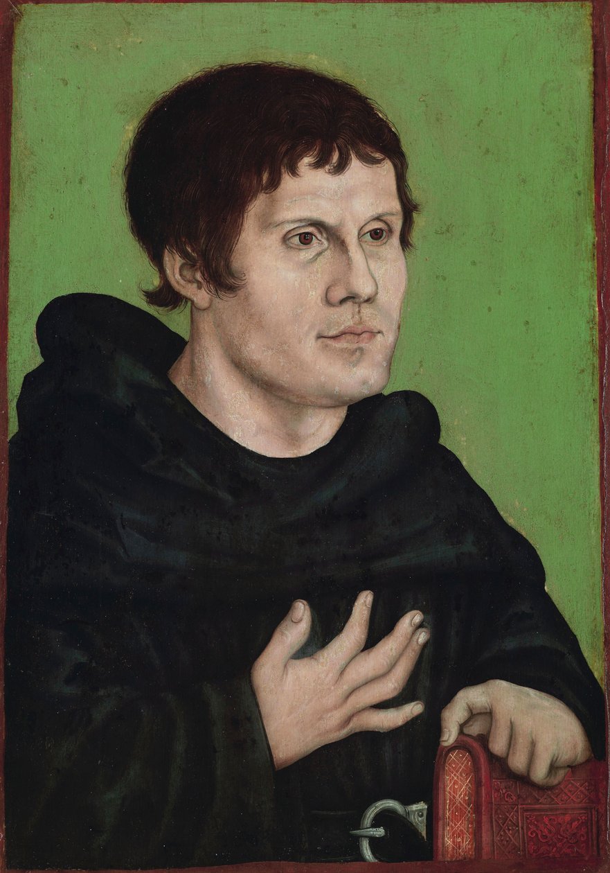 Alemán: Posthumes Bildnis Martin Luthers (1483-1546) als Augustinermönch Retrato póstumo de Martín Lutero como monje agustino de workshop of Lucas Cranach the Elder