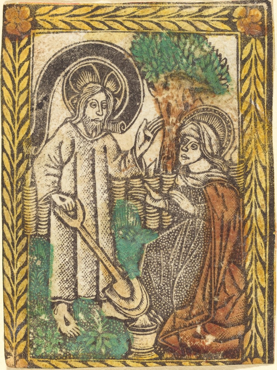 Cristo Apareciendo a la Magdalena como Jardinero de Workshop of Master of the Borders with