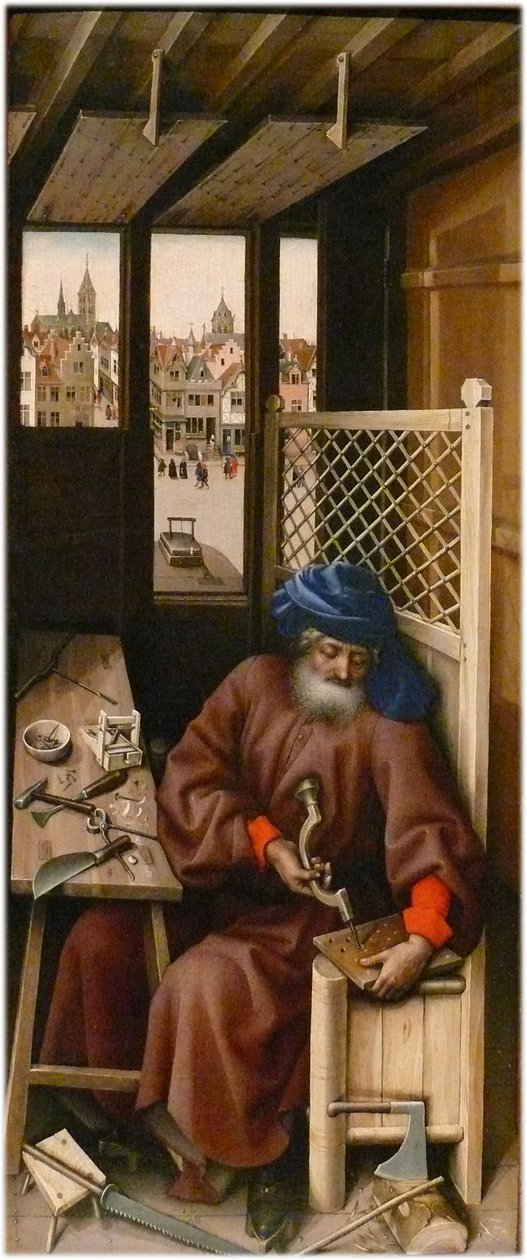 Anunciación Título alternativo   Retablo de Mérode
panel derecho: San José carpintero de Workshop of Robert Campin