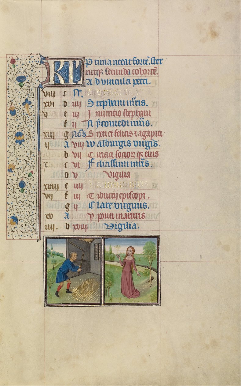 Un Hombre Trillando; Signo Zodiacal de Virgo de Workshop of Willem Vrelant
