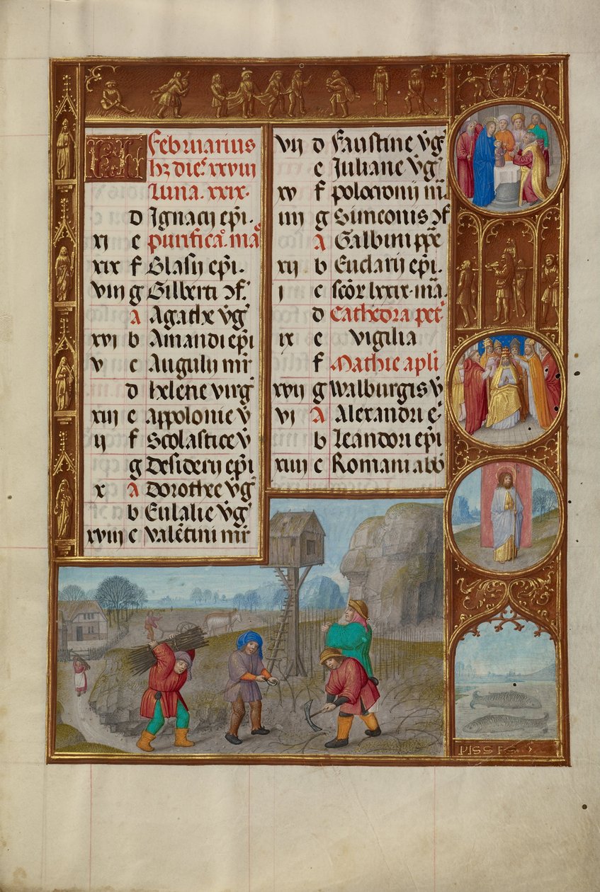 Trabajando en un Viñedo; Signo Zodiacal de Piscis de Workshop of the Master of James IV of Scotland