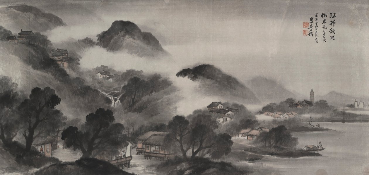 Un pueblo ribereño antes de la lluvia de Wu Shixian