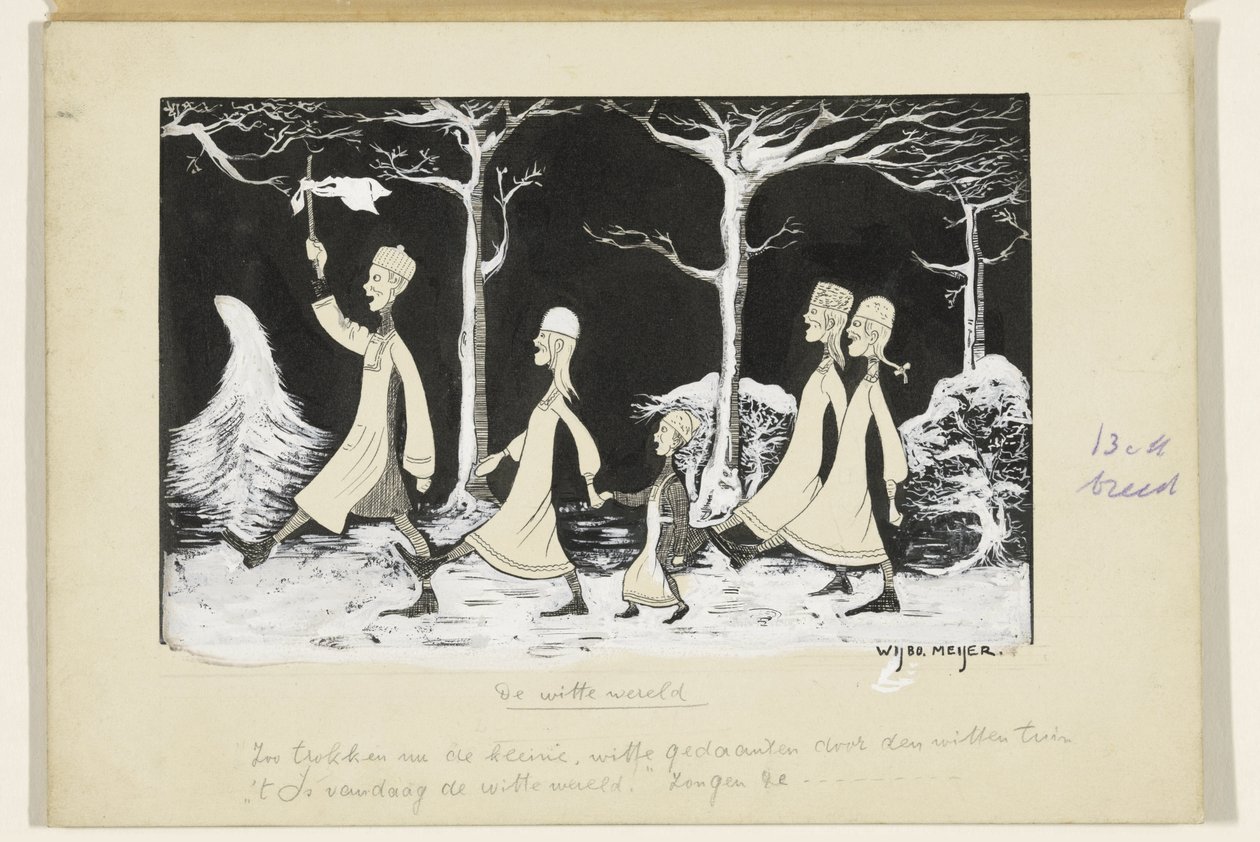 Henk, Anne, Hans, Noor y Elly marchan por la nieve de Wybo Meijer (signed by artist)
