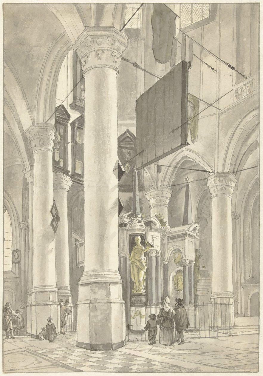 Vista de la Nieuwe Kerk de Delft, con la tumba de Guillermo de Orange de Wybrand Hendriks
