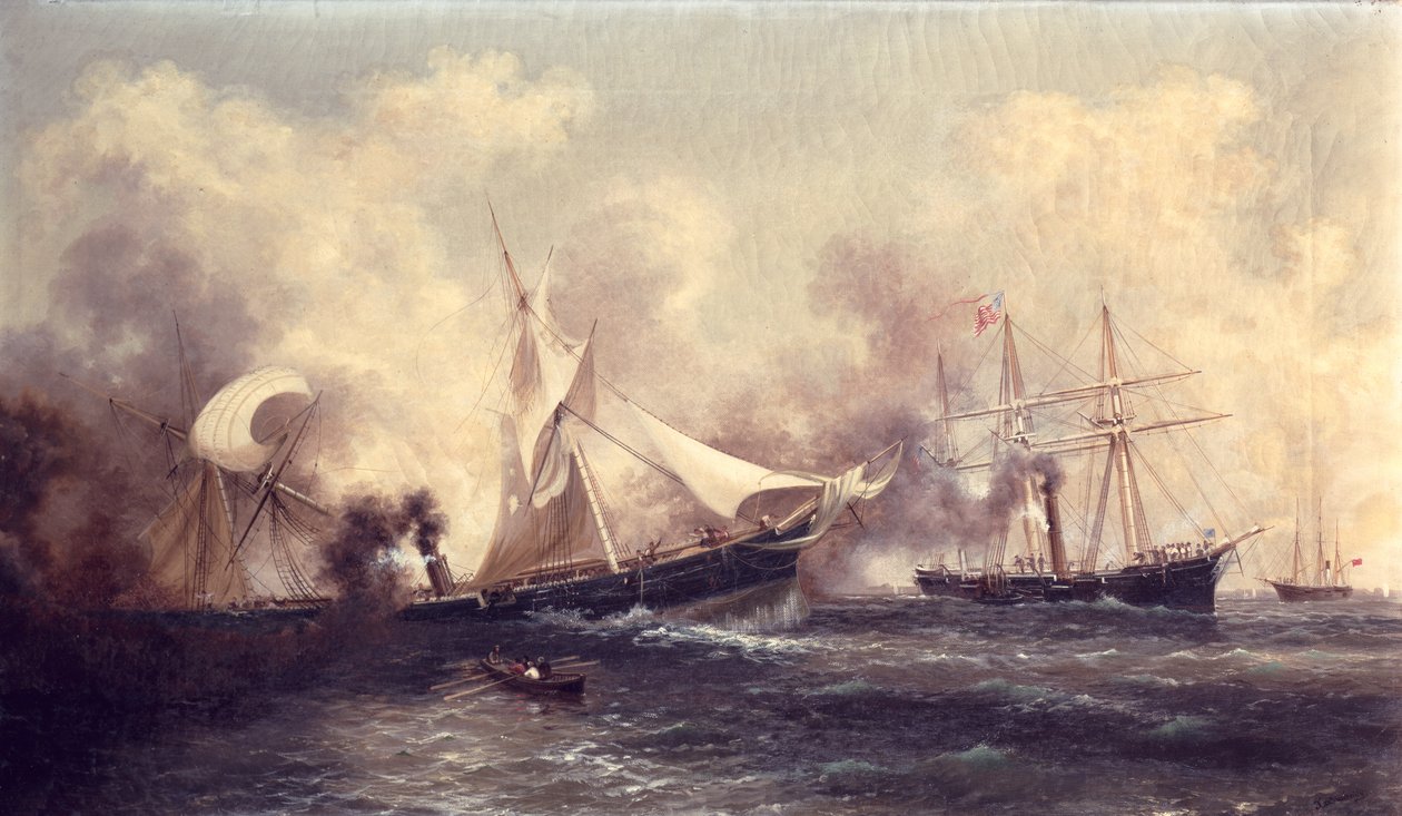 U.S.S. Kearsarge hundiendo el Alabama de Xanthus Russell Smith