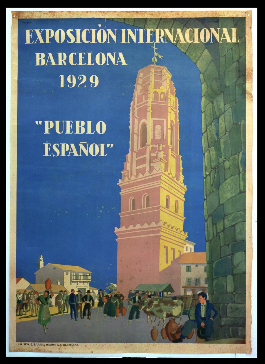 Póster publicitario de la Exposición Internacional en Barcelona, 1929 de Xavier Nogues