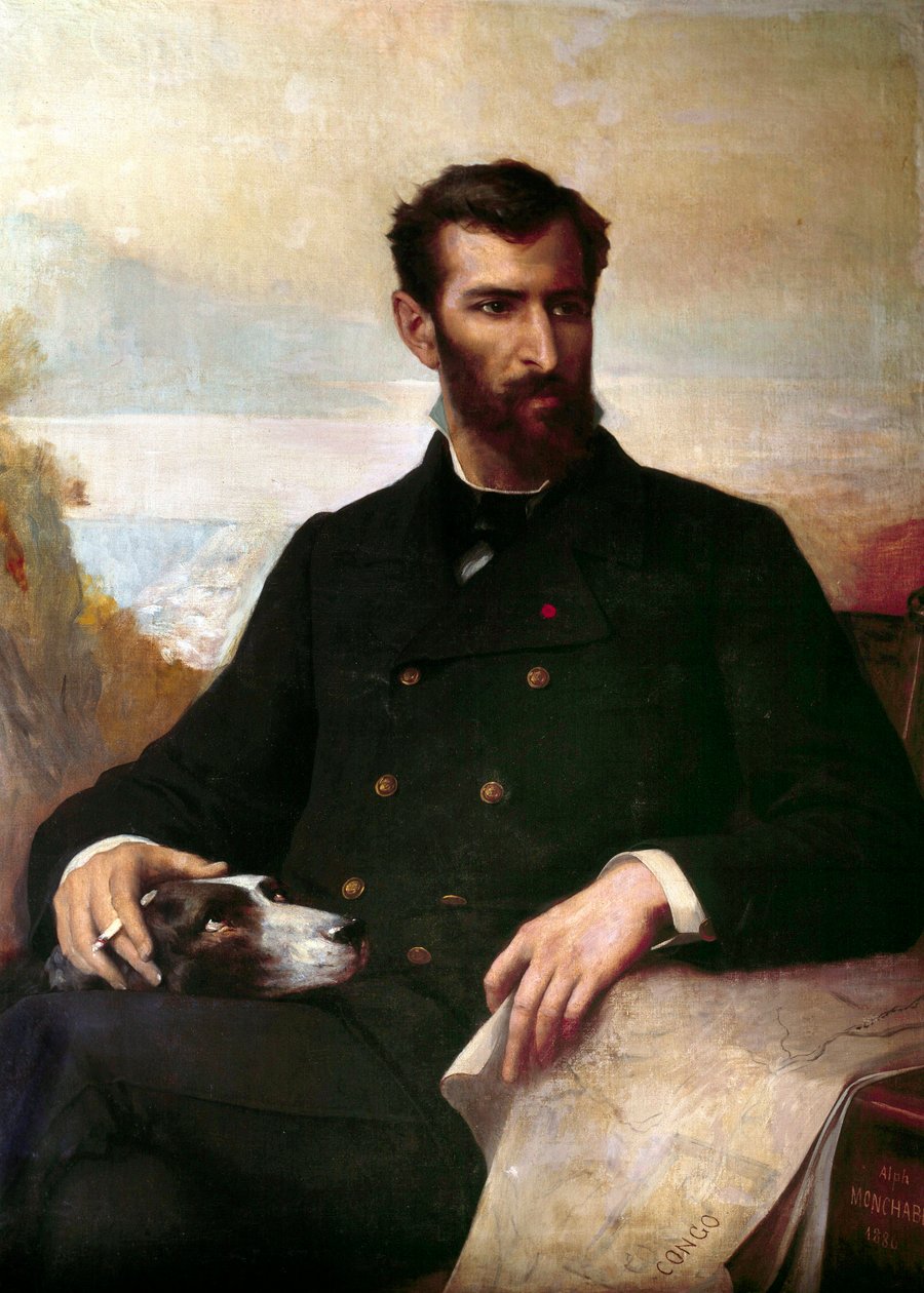 Retrato de Pierre Savorgnan de Brazza (1852-1905), de origen italiano, explorador francés en África Ecuatorial de Xavier Alphonse Monchablon
