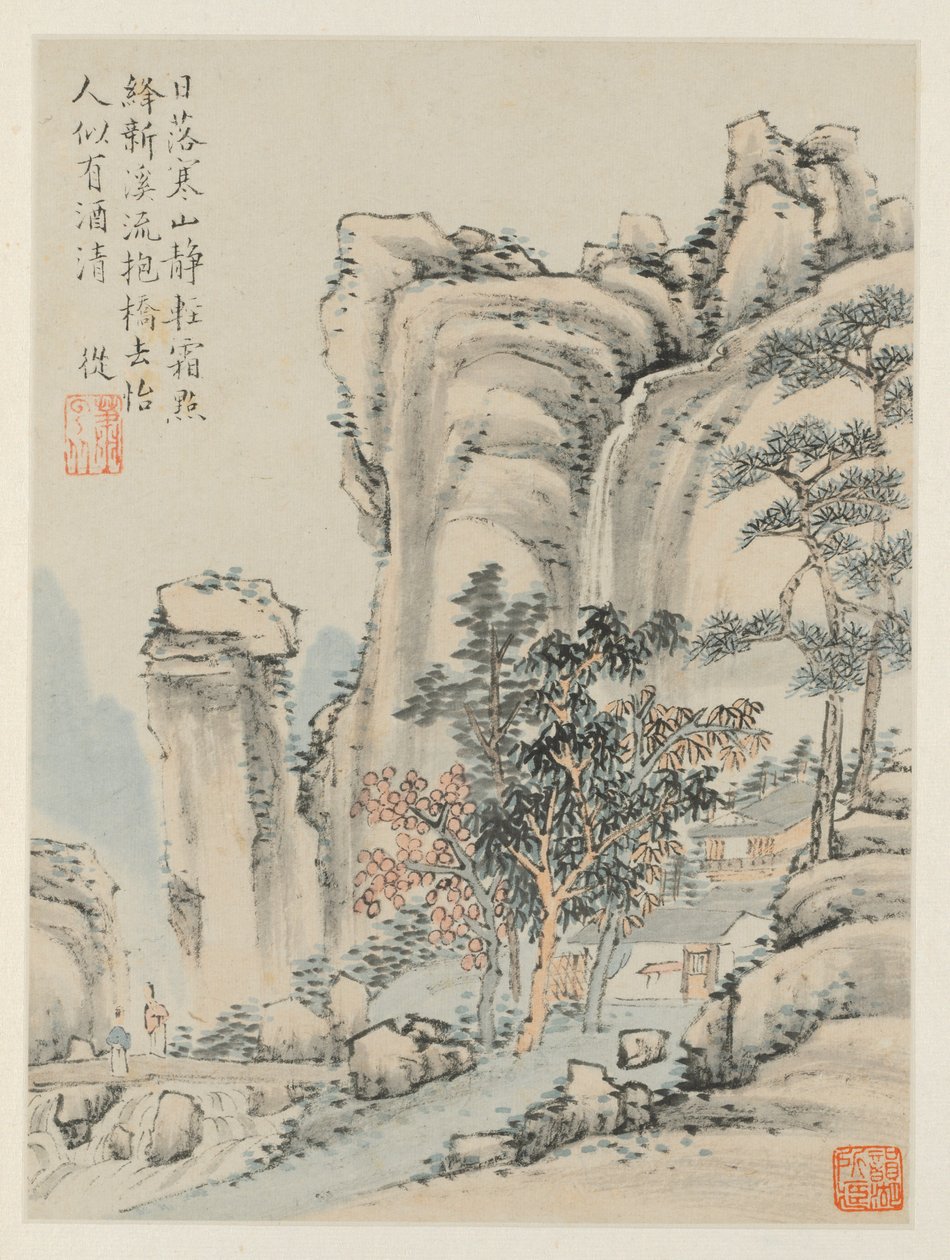 Álbum de paisajes estacionales, Hoja E hoja anterior 3, 1668 de Xiao Yuncong