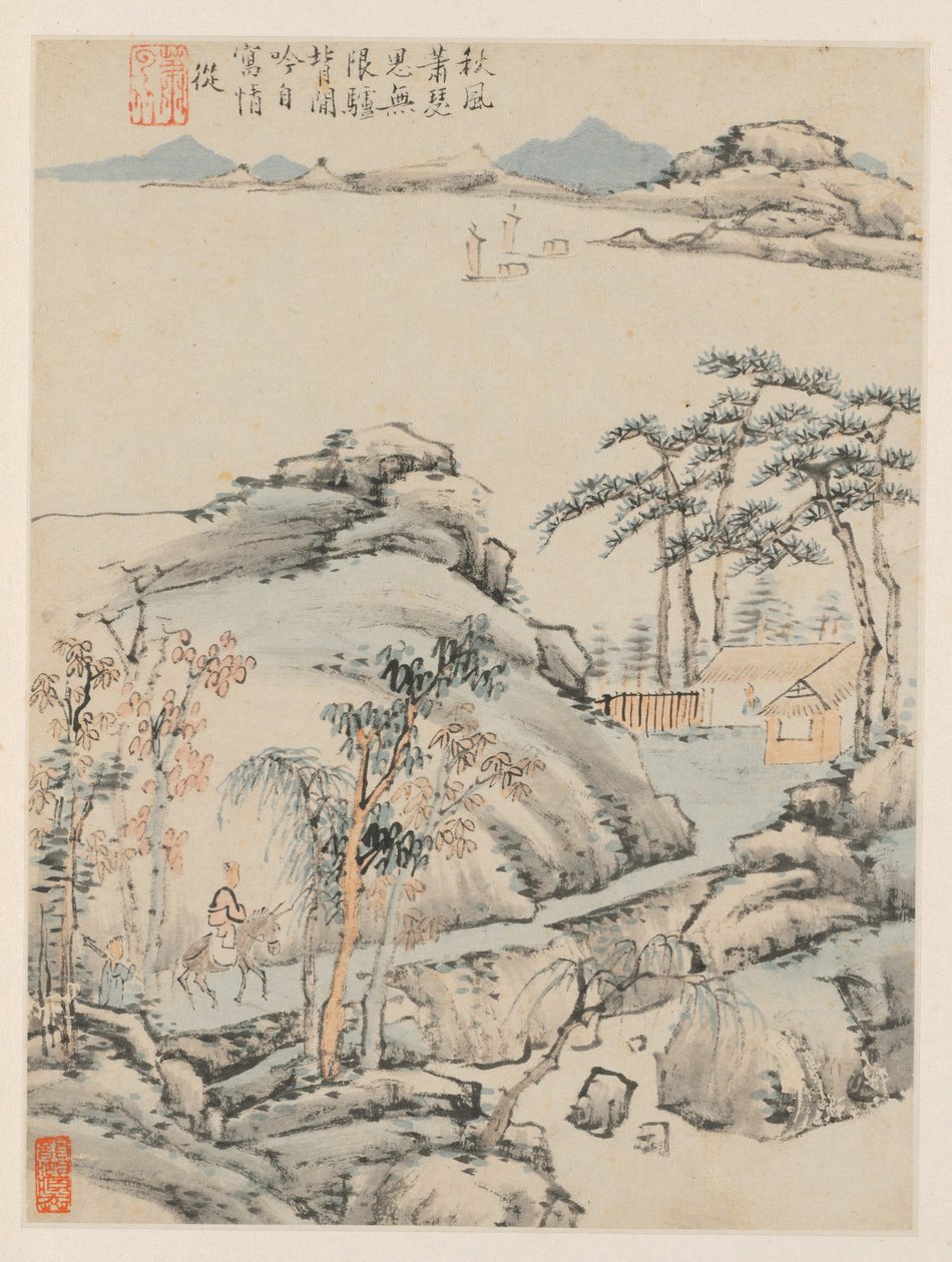 Álbum de paisajes estacionales, hoja F hoja anterior 5, 1668 de Xiao Yuncong
