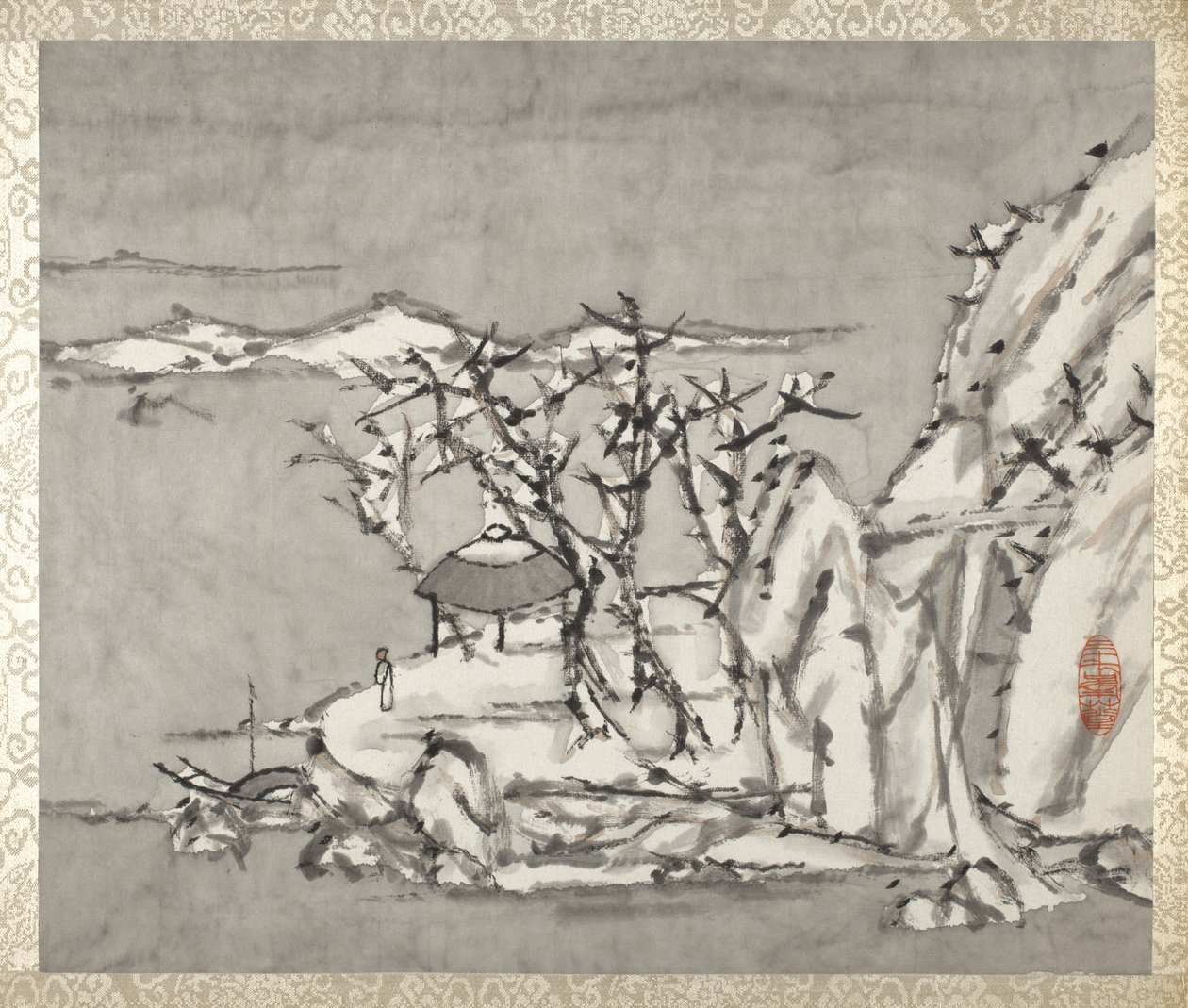 Paisaje y figura, de un álbum de Paisajes y caligrafía para Liu Songfu de Xugu