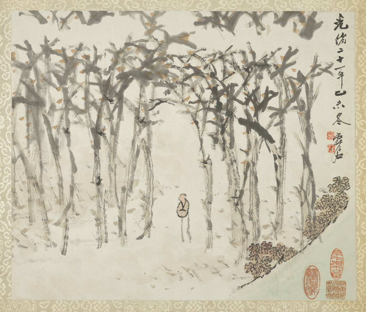 Paisaje con figura, de un álbum de paisajes y caligrafía para Liu Songfu, 1895-96 de Xugu
