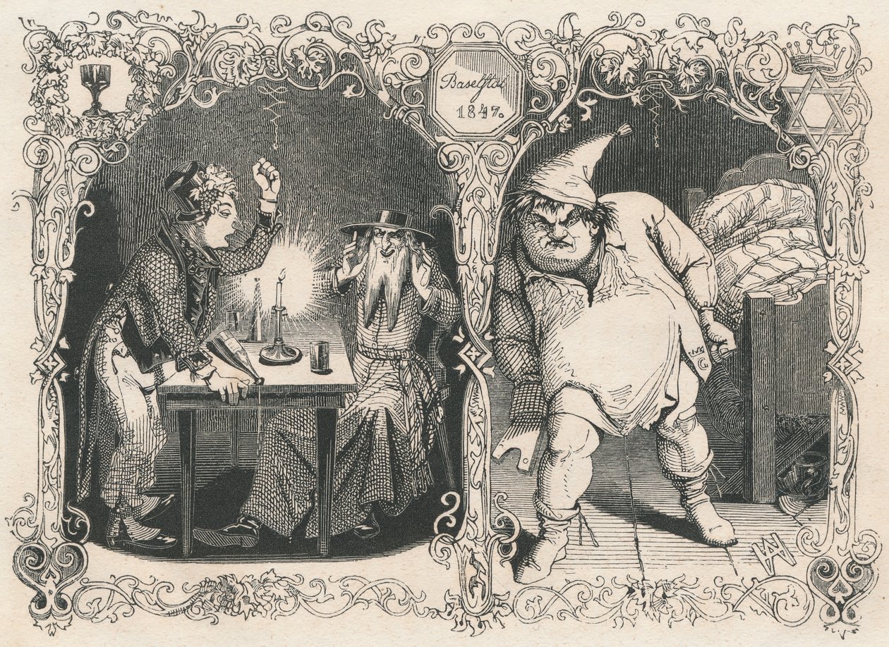 Gambrinus escucha a Baco y Noé de Xylographie